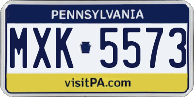 PA license plate MXK5573