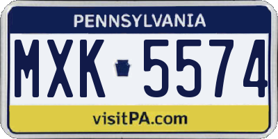 PA license plate MXK5574