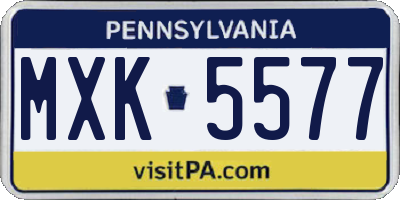 PA license plate MXK5577