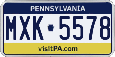 PA license plate MXK5578