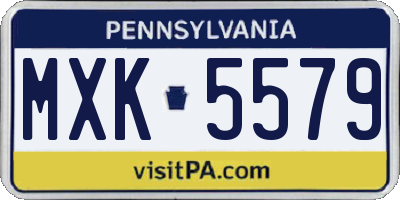 PA license plate MXK5579