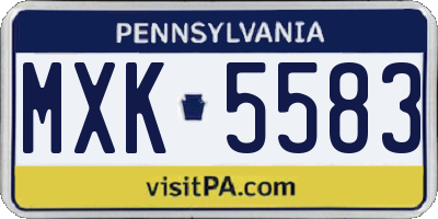 PA license plate MXK5583