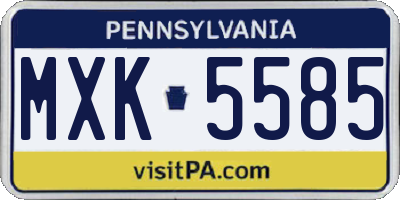 PA license plate MXK5585