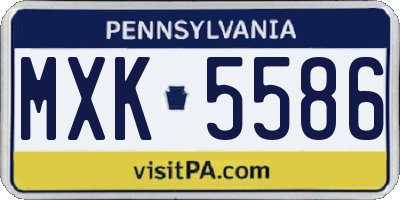 PA license plate MXK5586