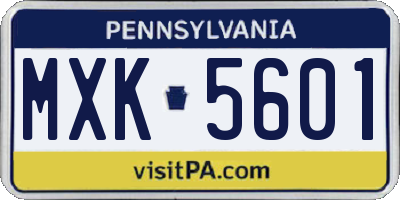 PA license plate MXK5601