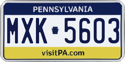 PA license plate MXK5603