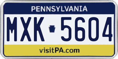 PA license plate MXK5604