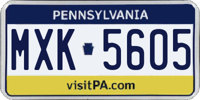 PA license plate MXK5605