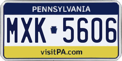PA license plate MXK5606