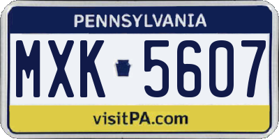 PA license plate MXK5607