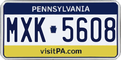 PA license plate MXK5608