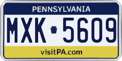 PA license plate MXK5609