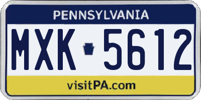 PA license plate MXK5612