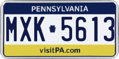 PA license plate MXK5613