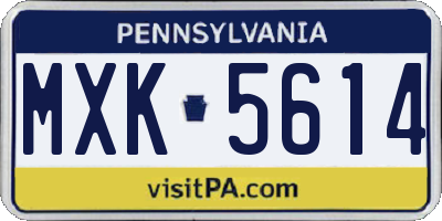 PA license plate MXK5614