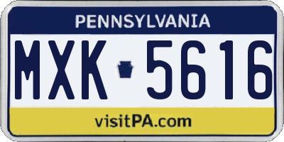 PA license plate MXK5616