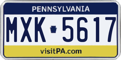 PA license plate MXK5617