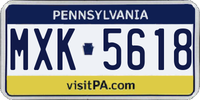 PA license plate MXK5618