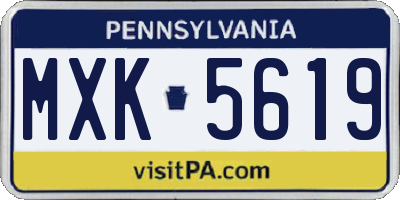 PA license plate MXK5619