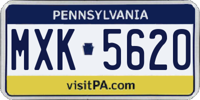 PA license plate MXK5620