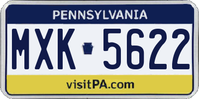 PA license plate MXK5622