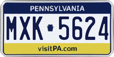 PA license plate MXK5624