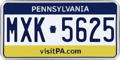 PA license plate MXK5625