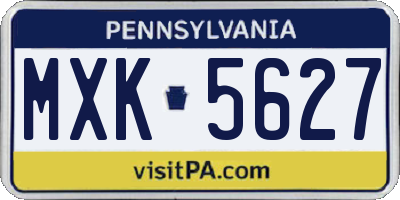PA license plate MXK5627