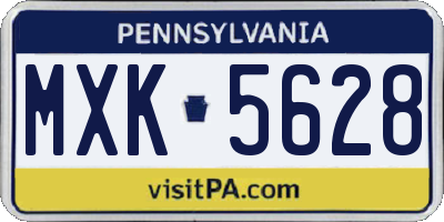 PA license plate MXK5628