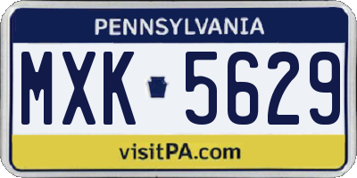 PA license plate MXK5629