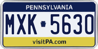 PA license plate MXK5630