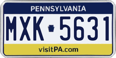 PA license plate MXK5631