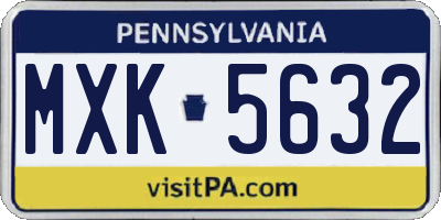 PA license plate MXK5632