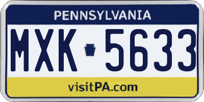 PA license plate MXK5633