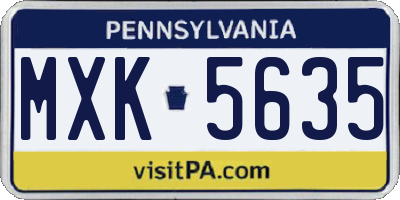 PA license plate MXK5635