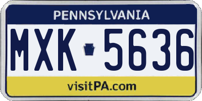 PA license plate MXK5636
