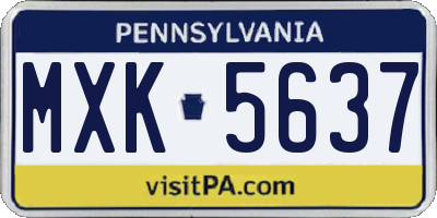 PA license plate MXK5637