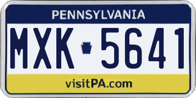 PA license plate MXK5641