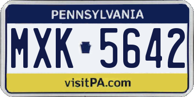 PA license plate MXK5642