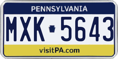 PA license plate MXK5643