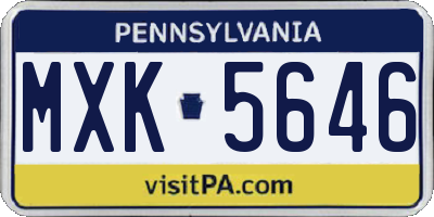 PA license plate MXK5646