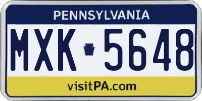 PA license plate MXK5648