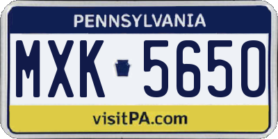 PA license plate MXK5650