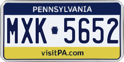 PA license plate MXK5652