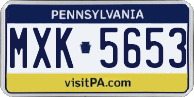 PA license plate MXK5653