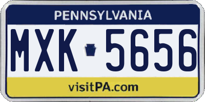 PA license plate MXK5656