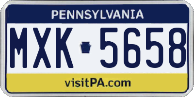 PA license plate MXK5658