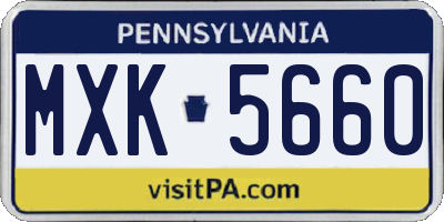 PA license plate MXK5660
