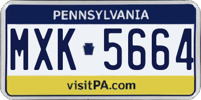 PA license plate MXK5664