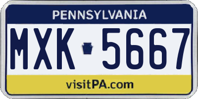 PA license plate MXK5667